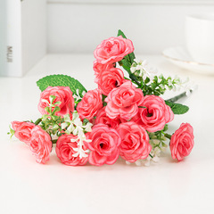 Simulated small roses home decoration fake flowers silk flowers wedding road leading flowers 15 roses small handfuls diamond camellias
