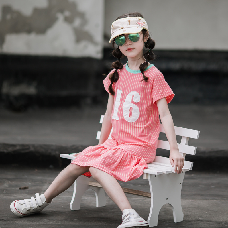 Vestido de las niñas ropa de verano 2023 nueva ropa de mujer niños medianos y grandes 12-15 años estilo coreano falda de algodón para niños ESTILO OCCIDENTAL