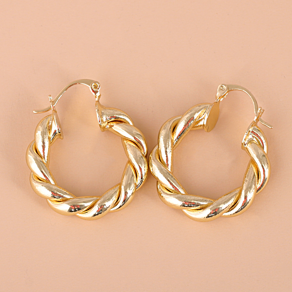 Simple Twisted  Circle Hoop Earrings display picture 4