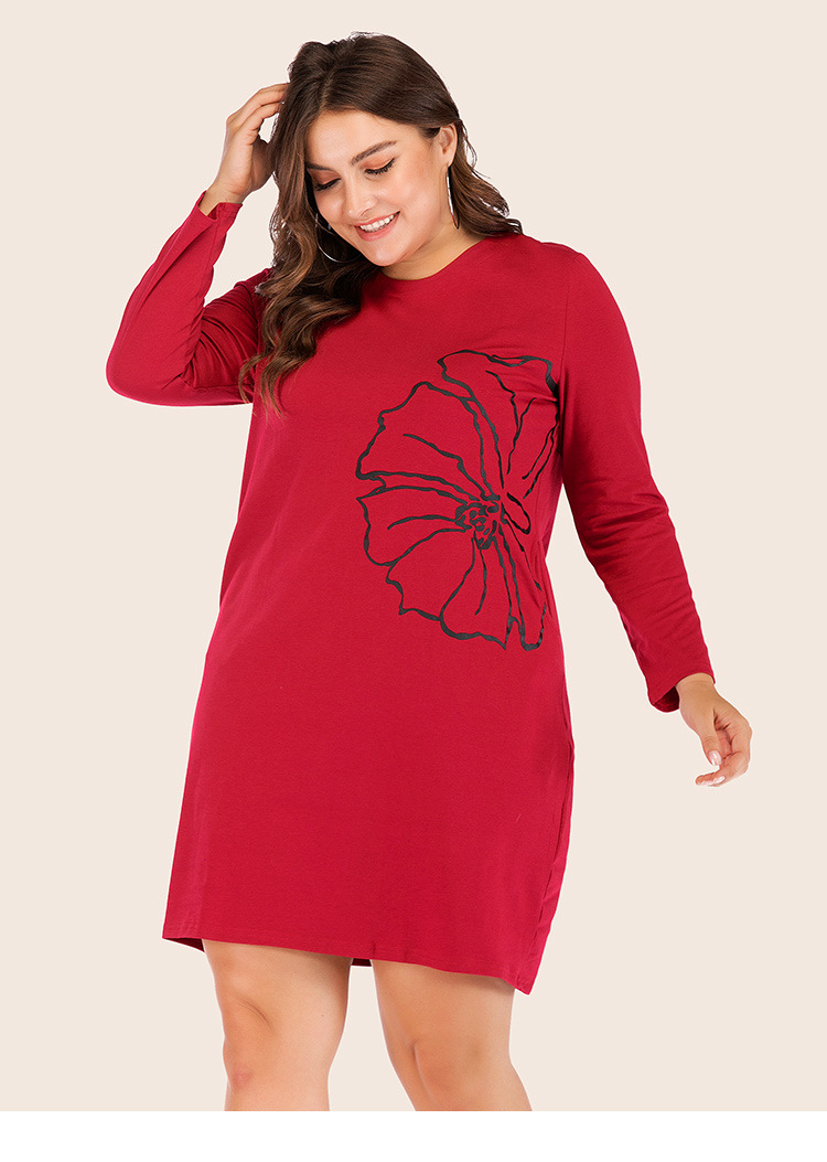 new printed round neck all-match casual long-sleeved dress  NSJR37942