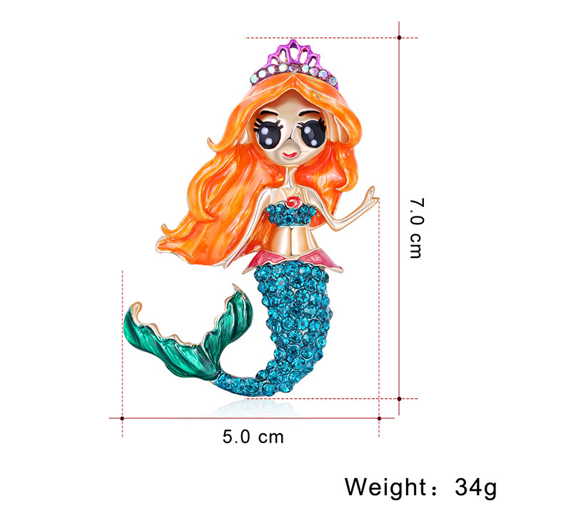 Cartoon Fashion  Alloy Diamond Mermaid Dripping Brooch display picture 1