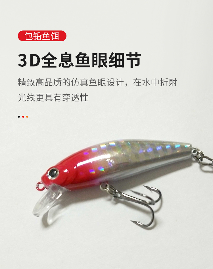 2 Pcs Sinking Minnow Fishing Lures Hard Baits Fresh Water Bass Swimbait Tackle Gear