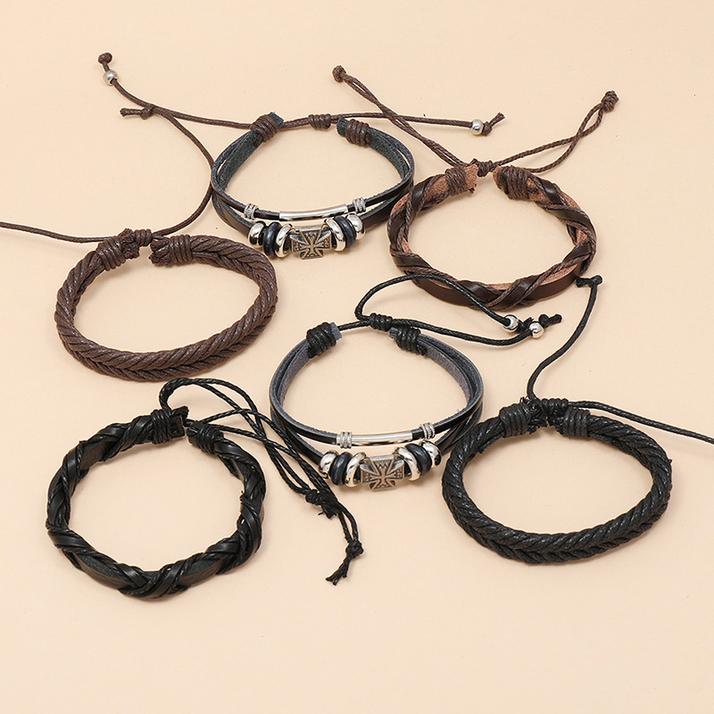 Simple Retro  Leather Bracelet display picture 3