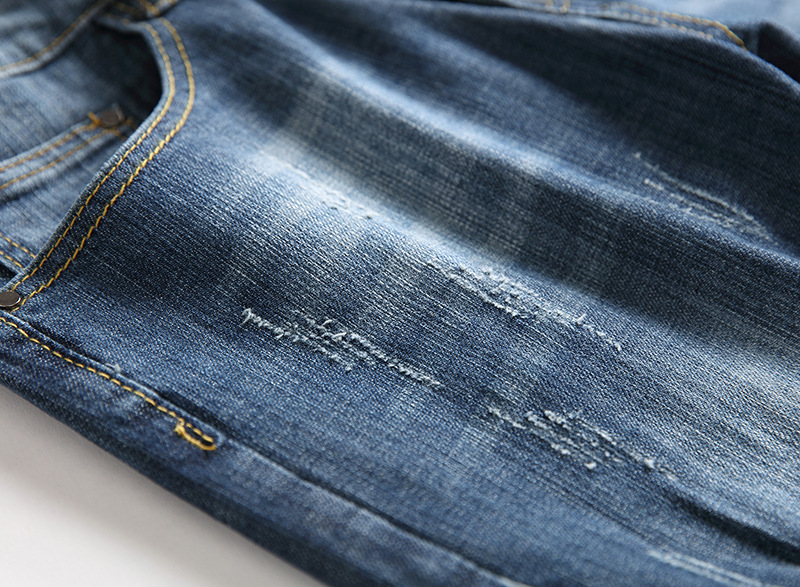 Herren Jeans Im Used Look Gerade Geschnittene Denim Hose Casual_voghion.com