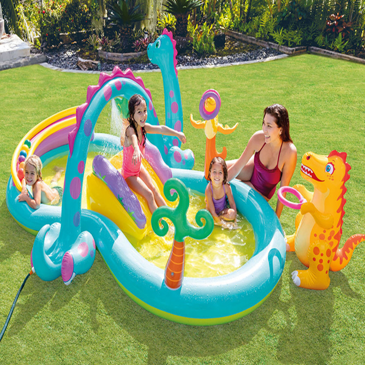 A generation of dinosaur eight-character water jet slide inflatable pool paddling pool children's family swimming pool ocean ball pool