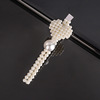 Woven hair accessory handmade, hairgrip from pearl with bow, hairpins, Korean style, internet celebrity, simple and elegant design