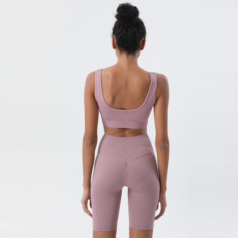 Transfronterizo amazon europeo y americano sin costuras yoga ropa interior deportiva sujetador a prueba de golpes en forma de u color sólido yoga sujetador deportivo para mujeres