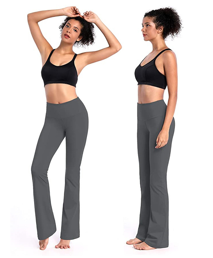 sexy tight-fitting solid color fitness stretch flared trousers  NSMYM54158