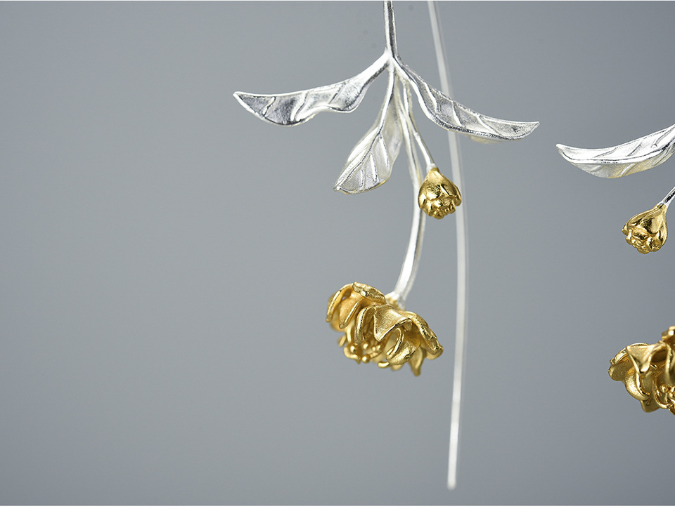 1 Pair Elegant Sweet Flower Plating Sterling Silver Earrings display picture 5