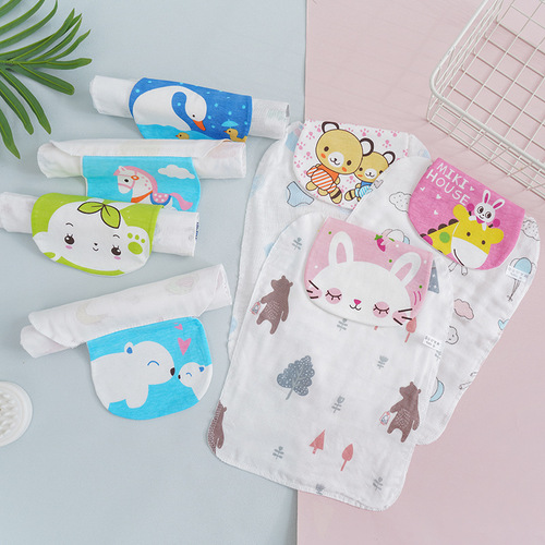 Sweat Absorbent Towel Baby High-Density Gauze Four-Layer Absorbent Towel Kindergarten Summer Thin Back Pad Towel Large and Small Size
