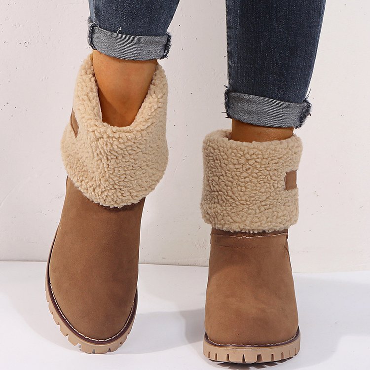 warm mid-heel round toe cotton snow boots NSYBJ139088