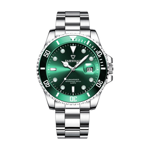 Mark Huafei quartz watch men's green water ghost classic Swiss watch non-mechanical watch waterproof men's quartz watch fashion