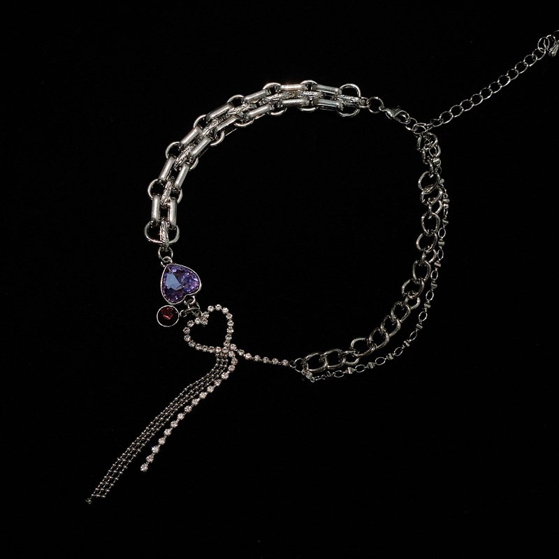 Amor Púrpura Borla De Diamantes De Imitación Collar Grueso Cadena De Clavícula Al Por Mayor display picture 10