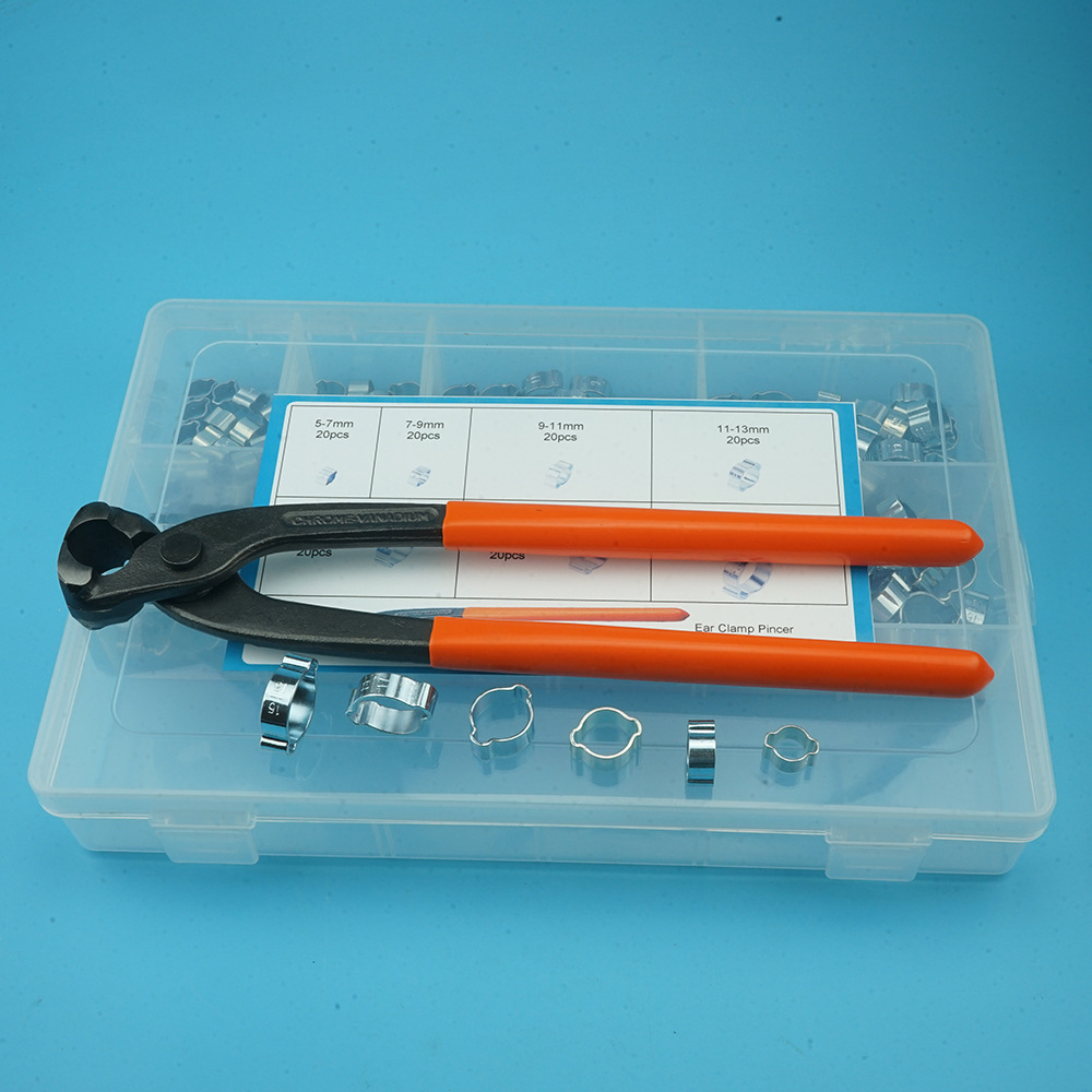 140pcs 镀锌钢双耳喉箍 碳钢双耳卡箍 紧固带管道卡件 配卡箍钳|ru