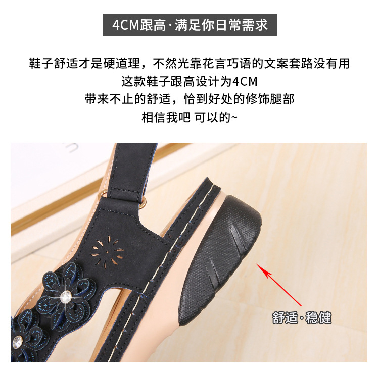 Cross-border best-selling women's sandals, 2021 new summer flower-patterned women's sandals from Europe and America, direct sales from foreign trade women's shoes manufacturer undefined