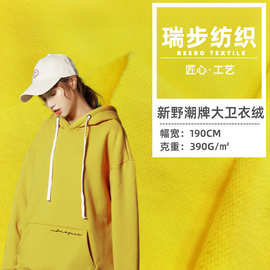 10S磨毛刷毛毛圈布 390g秋冬潮牌全棉毛圈布加厚大卫衣针织面料