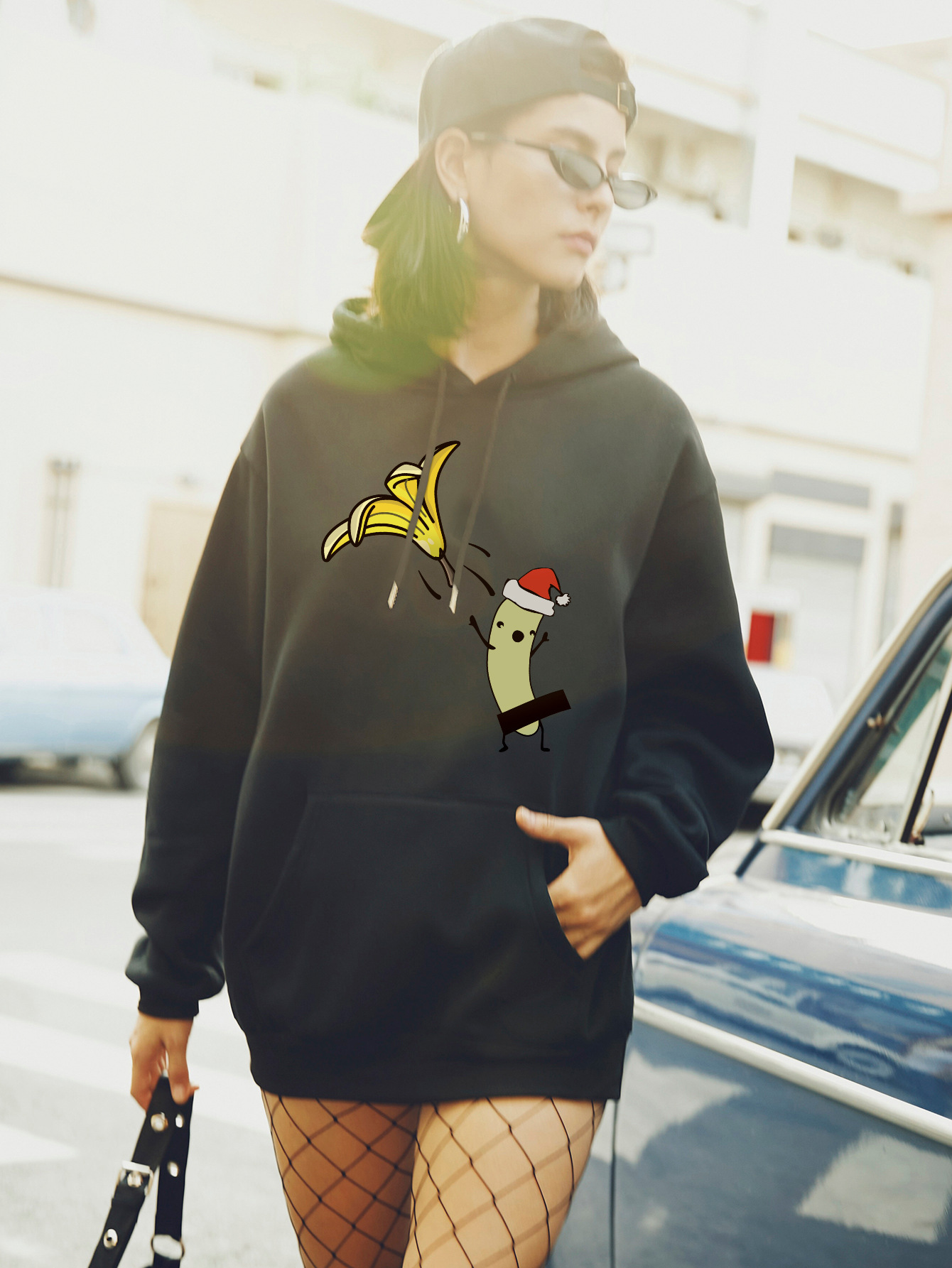 women's autumn and winter Christmas funny banana plus size hooded sweater NSSN4160