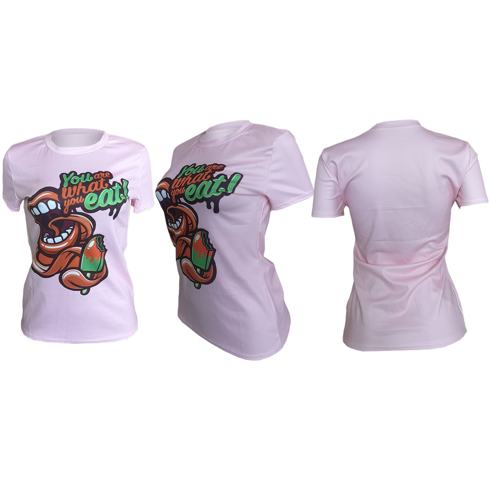 Camiseta corta informal con estampado de dibujos animados NSQYT98152