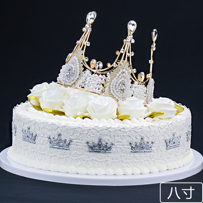 新款创意布艺蕾丝蛋糕围边烘焙甜品装饰品金色银色love皇冠配饰