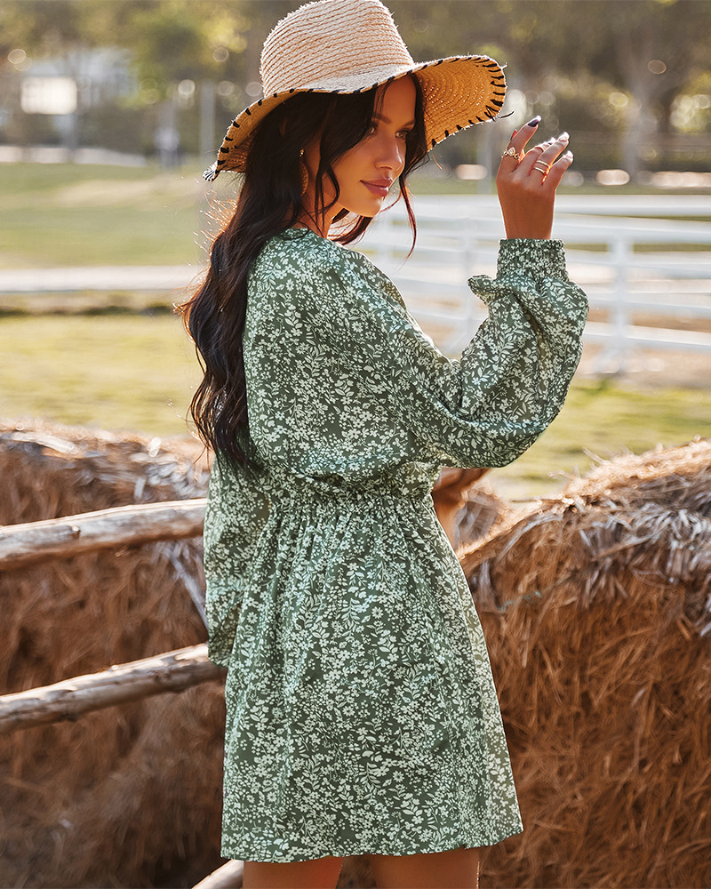 vestido suelto de manga larga con estampado de primavera y verano NSKA18950