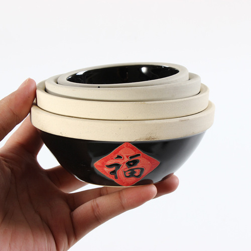 Fu word ceramic small water tank hotel seasoning jar tea photography props retro creative ceramic table setting tea water tank