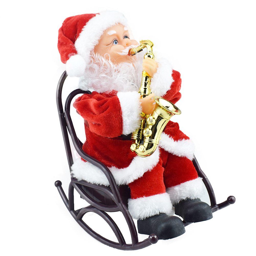 novel Electric music Sax Rocking chair Santa Claus Electric Toys Christmas gift decorate Decoration