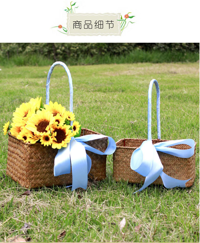 柳编田园防水手提草编花篮藤编编织多肉花盆家居装饰金色花篮花器