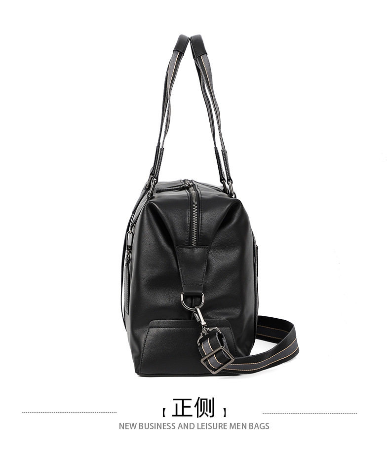 Túi du lịch xách tay nam da bò lớp đầu, túi tập gym kiêm túi hành lý đeo vai 40×16×25 cm — Màu đen chi tiết 17