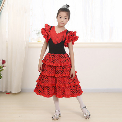 義烏廠家生産直銷批發女幼兒童2公主4表演6流蘇拉丁8主持10連衣裙