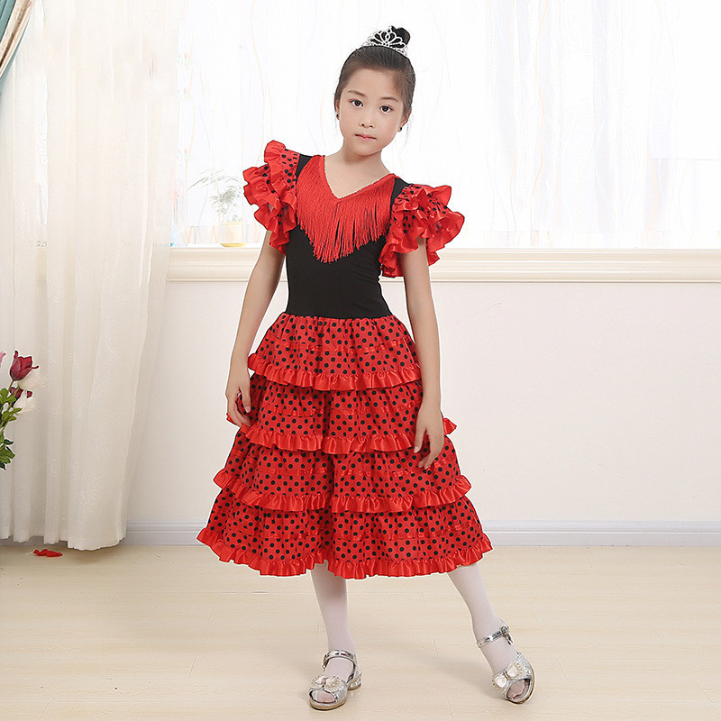 義烏廠家生産直銷批發女幼兒童2公主4表演6流蘇拉丁8主持10連衣裙