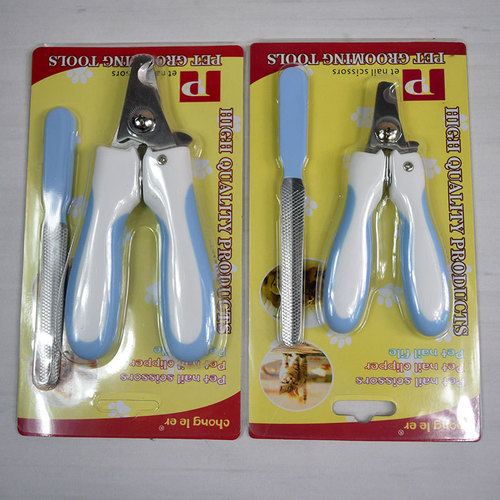 LED-illuminated pet nail scissors set for cats and dogs, with file, universal, comes with card packaging, multiple styles available