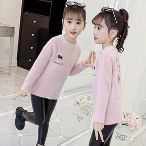 女童毛衣2020新款秋冬洋气童装儿童水貂绒套头女孩时髦打底针织衫