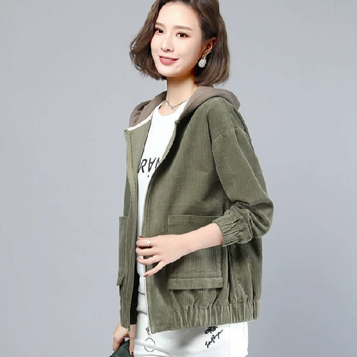 Оверсайз дамский костюм из вельвета demi-season leisure jacket в армейской зелени, кофе, персик - размеры M до 3XL