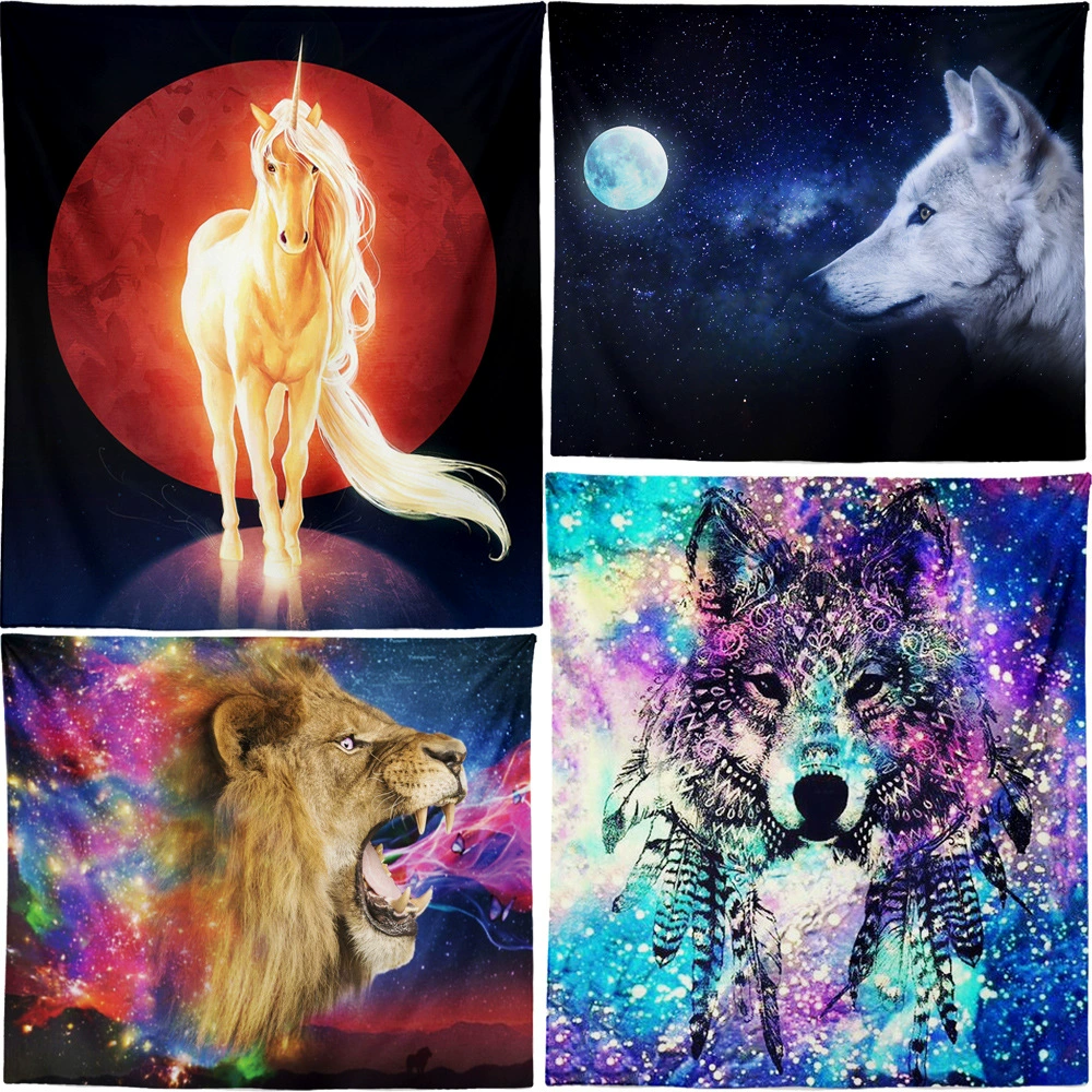 Трансграничная Горячая продажа мечты Бог зверь серия гобелен живопись Чистая красная фоновая настенная ковровая ткань может быть настроена