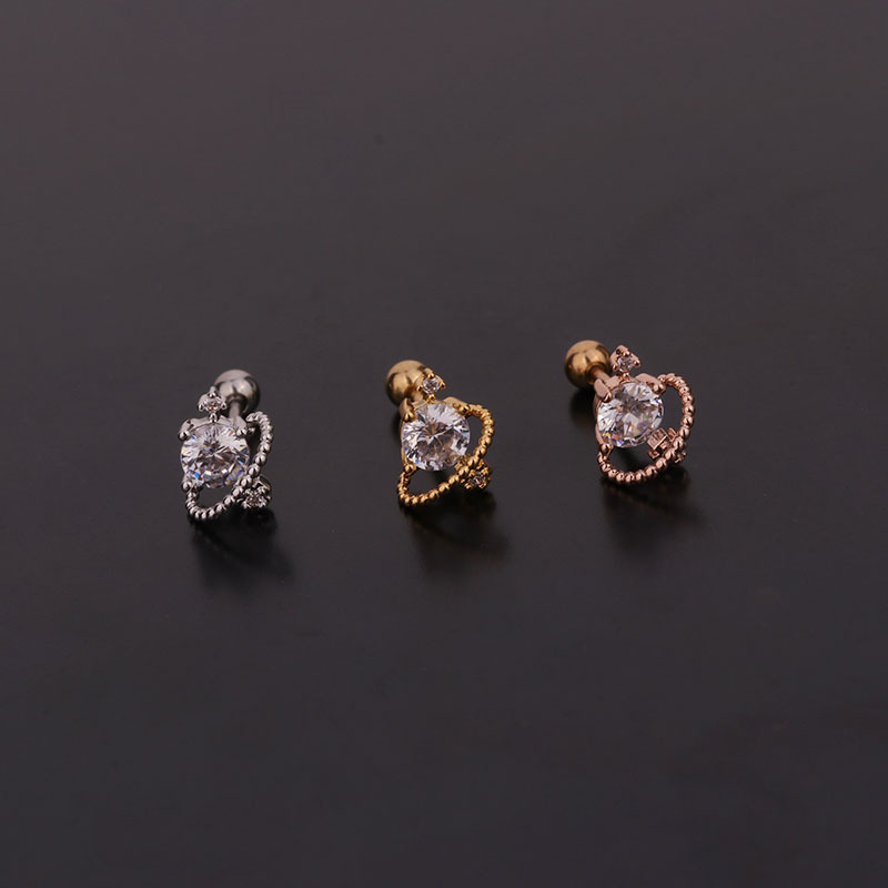 Ear Cartilage Rings & Studs Lady Flower 316 Stainless Steel  Copper Inlaid Zircon display picture 7