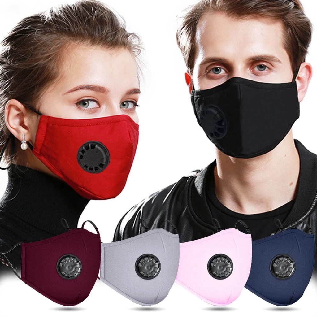 PM2.5防塵純棉布口罩帶呼吸閥活性炭防霧霾可插過濾片口罩可水洗