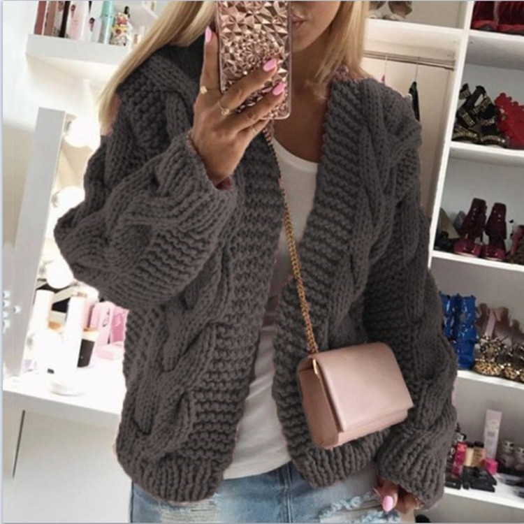 Suéter de punto grueso y resistente estilo europeo y americano para mujer, novedad otoño-invierno 2026, ¡el más vendido!