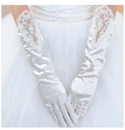 Bridal gloves lace red white wedding gloves wedding wedding gloves short long satin gloves