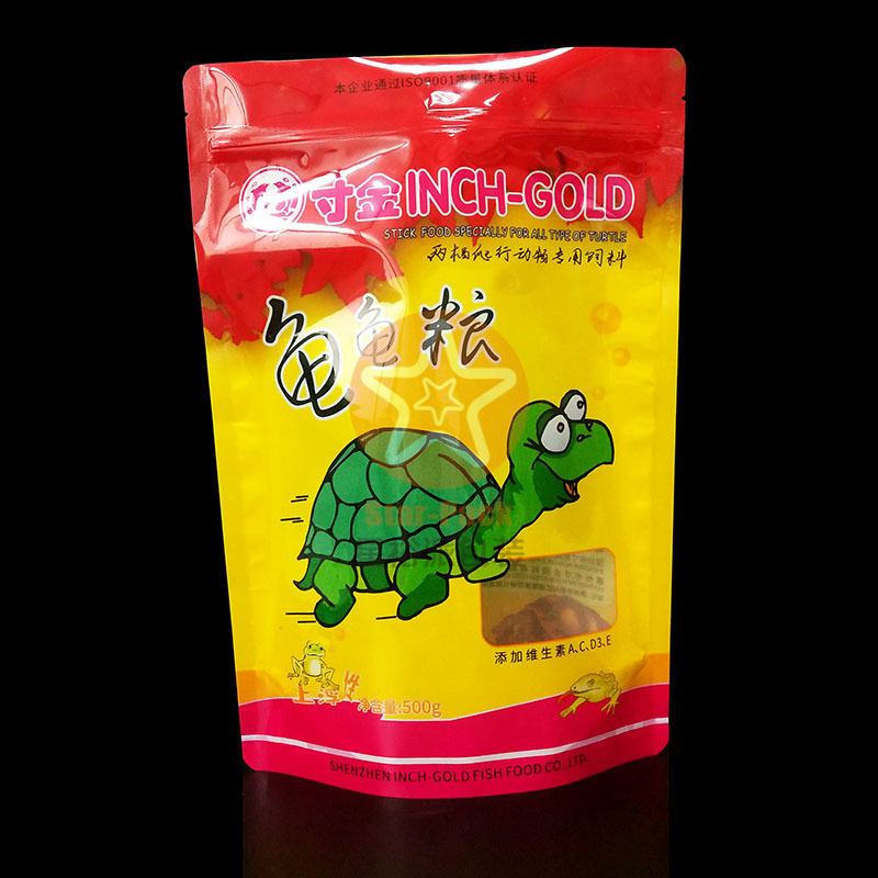 500克龟龟粮自封塑料袋 三边封防潮塑料自立寸金龟粮饲料袋