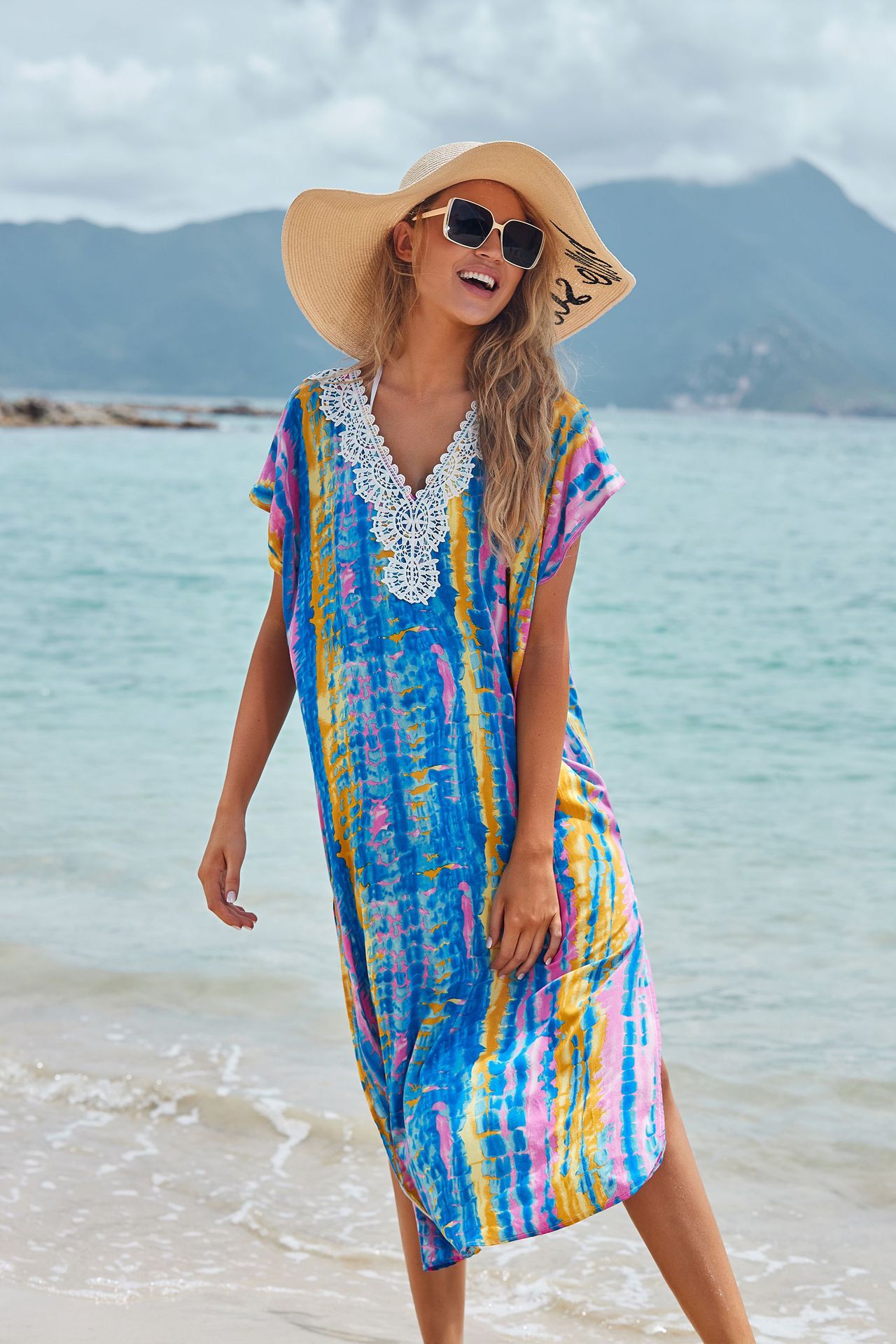 Women New Lace Cotton Dyeing Robe Beach Sunscreen Suit Wholesale Nihaojewelry display picture 11
