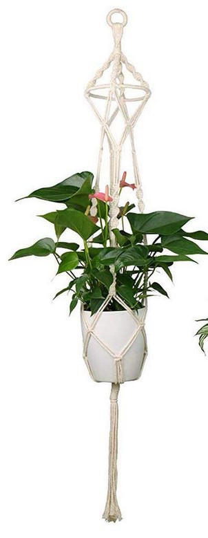波西米亚手工编织麻绳棉绳吊兰植物挂绳花盆网兜麻绳网兜植物衣架