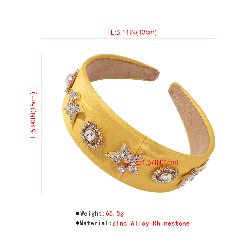 New Alloy Solid Color Baroque Full Of Diamonds Wide-sided Big Headband For Women display picture 1