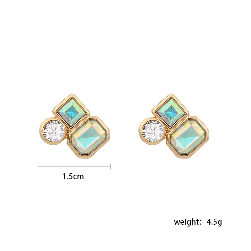 5g Weight Earrings Classification Housewarming, Anniversary, Business, Wedding, Travel, Birthday, Festival Occasion Geometric Pattern Women'S Gender Gold Color New Ladies Fashion Zircon Alloy Golden Simple All-match Earrings Wholesale Nihaojewelry 无
