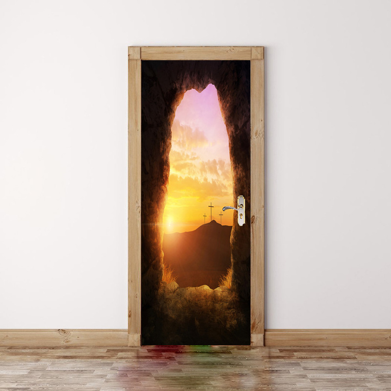 Creative 3D door stickers refurbished self-adhesive stickers decorative bedroom living room wall stickers door stickers sunset cave cross-border supply Creative 3D door stickers refurbished self-adhesive stickers decorative bedroom living room wall stickers door stickers sunset cave cross-border supply