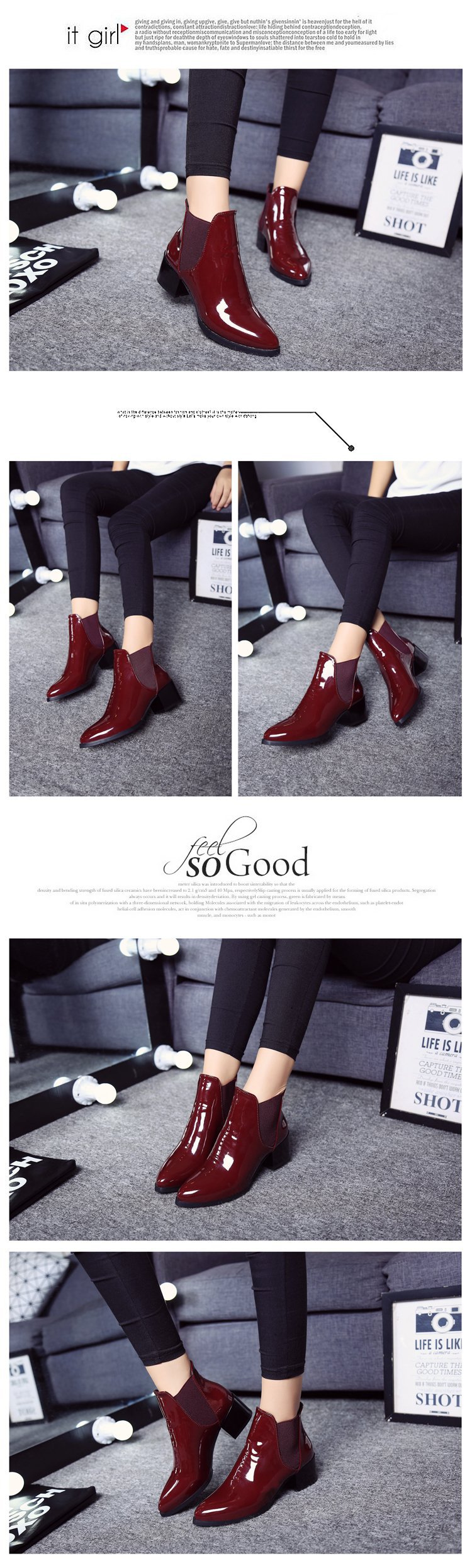 Patent leather women boots