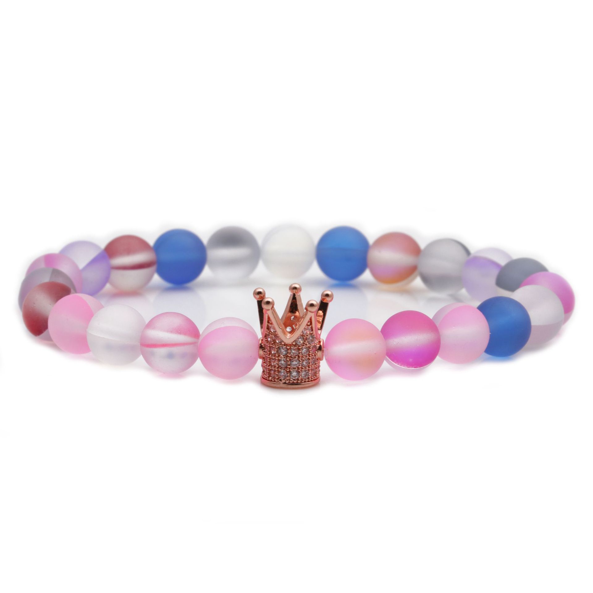 New Frosted Moonstone Crown Perlen Armband display picture 9