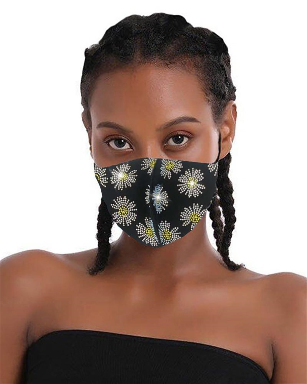 fashion Rhinestone small daisy earhook mouth mask NSYML133467