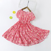 Summer new girl Zhong children's cotton and silk short sleeve dress three -layer skirt button cake skirt wholesale