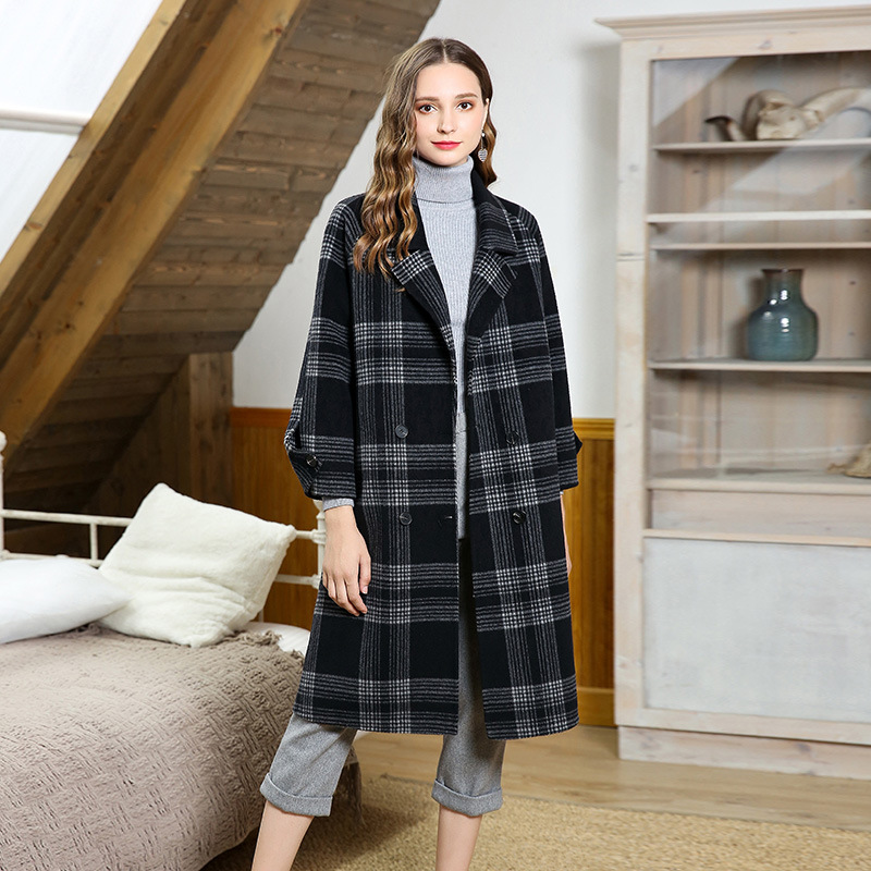 2020秋冬新款毛呢外套大碼女裝中長款200斤加肥加大長袖羊絨大衣