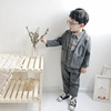 Autumn flower boy costume, sleeves, children's set, classic suit jacket, long sleeve, 3 piece set, children's clothing